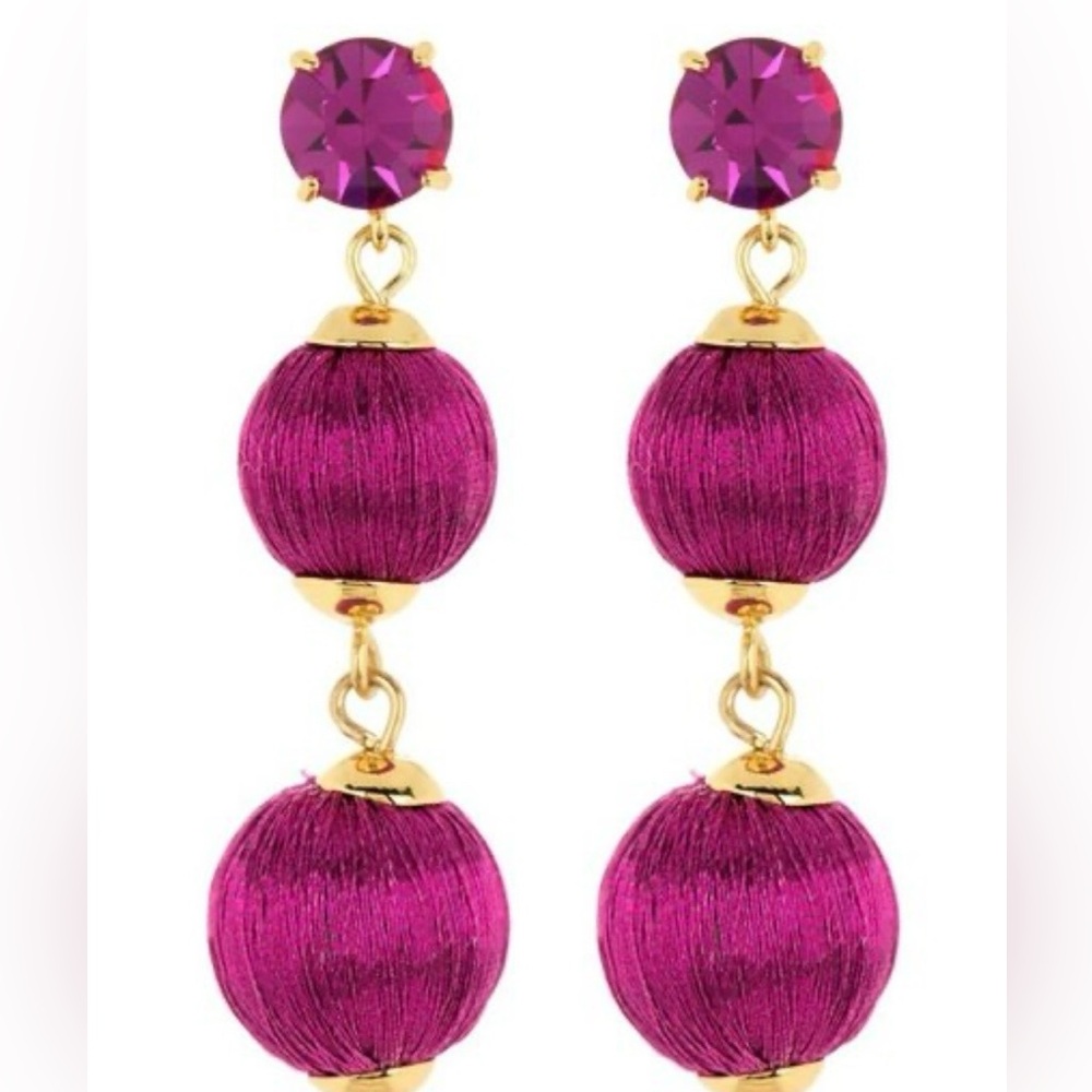 NEW PRICE! Kate Spade Fuchsia Pink Linear Graduated Thread Wrapped Ball Earrings